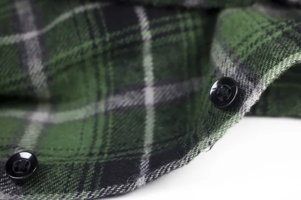 Grön Rutig Flanell Tyg Trasa Tartan Plagget Textil — Stockfoto