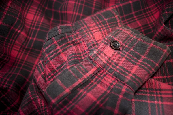 Röd Rutig Flanell Tyg Trasa Tartan Plagget Textil — Stockfoto