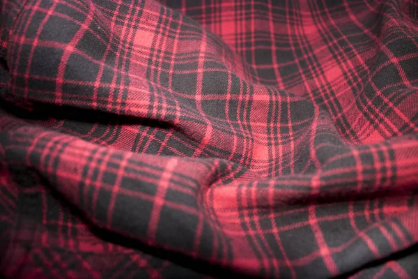 Tecido Flanela Xadrez Vermelho Tecido Vestuário Tartan — Fotografia de Stock