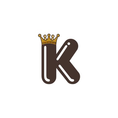 K harfi ile taç beyaz arka planda, vektör çizim