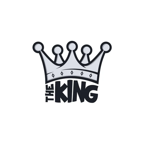 Vector Illustration Colored Crown Lettering King Isolated White Background — Stock Vector