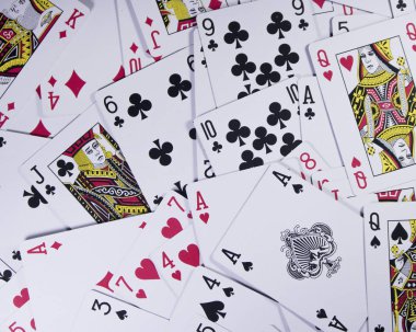Düzenlenmiş poker kartları tam çerçeve arka plan olarak