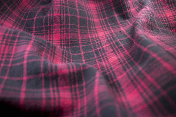 Piros Kocskás Szövet Szövet Tartan Ruházat Textil — Stock Fotó