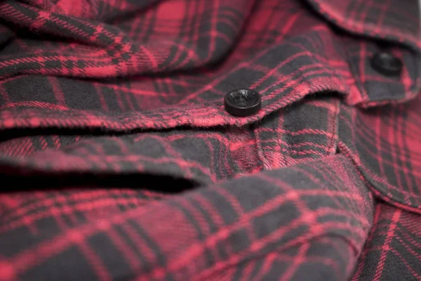 Röd Rutig Flanell Tyg Trasa Tartan Plagget Textil — Stockfoto