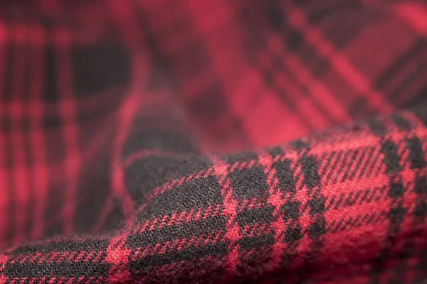 Röd Rutig Flanell Tyg Trasa Tartan Plagget Textil — Stockfoto