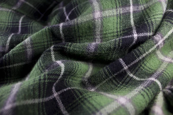 Grön Rutig Flanell Tyg Trasa Tartan Plagget Textil — Stockfoto