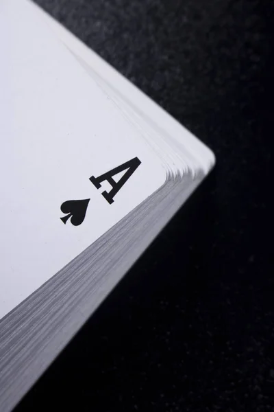 Ace Poker Card Stack Deck Auf Dunkelschwarzem Hintergrund — Stockfoto