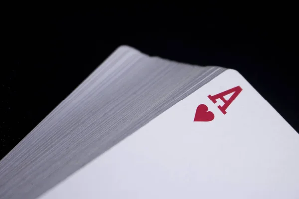 Ace Poker Card Stack Deck Auf Dunkelschwarzem Hintergrund — Stockfoto