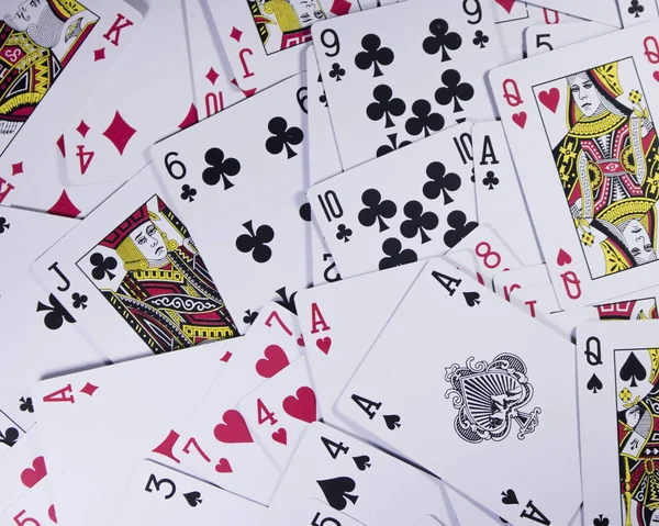 full frame of arranged poker cards as background