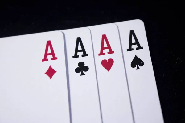 Asso Quattro Una Carta Poker Tipo Sfondo Nero Scuro — Foto Stock