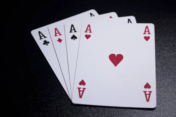 Asso Quattro Una Carta Poker Tipo Sfondo Nero Scuro — Foto Stock