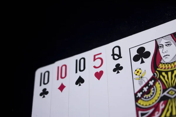 Three Kind Poker Card Dark Black Background — Stock Photo, Image