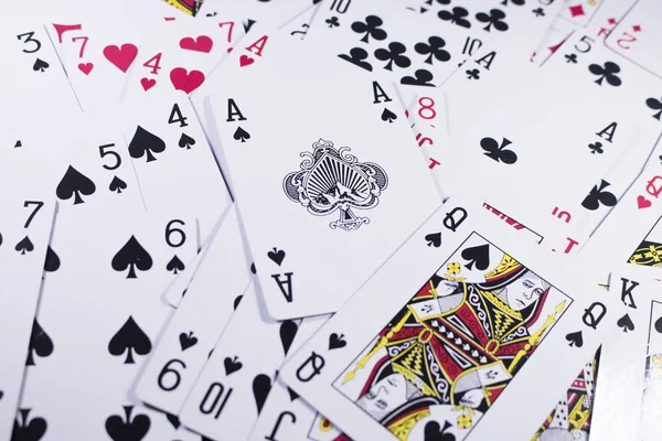 Πλήρες Πλαίσιο Των Καρτών Πόκερ Τοποθετημένα Φόντο — Φωτογραφία Αρχείου