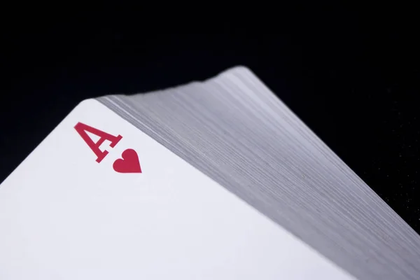 Ace Poker Card Stack Deck Auf Dunkelschwarzem Hintergrund — Stockfoto