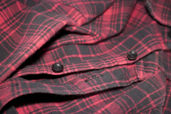 Rode Geruite Flanel Stof Doek Tartan Kledingstuk Textiel — Stockfoto