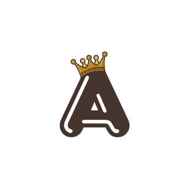 Bir harf ile taç beyaz arka plan, vektör çizim üzerinde kahverengi