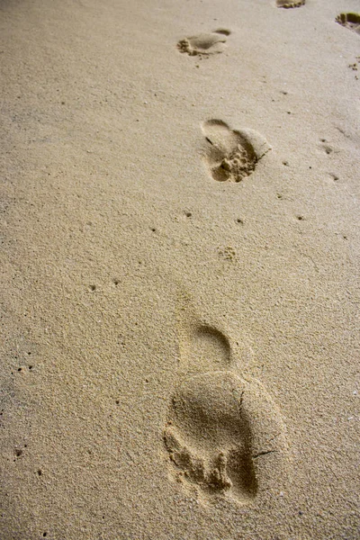 Pegadas Praia Cênica Areia Bali — Fotografia de Stock