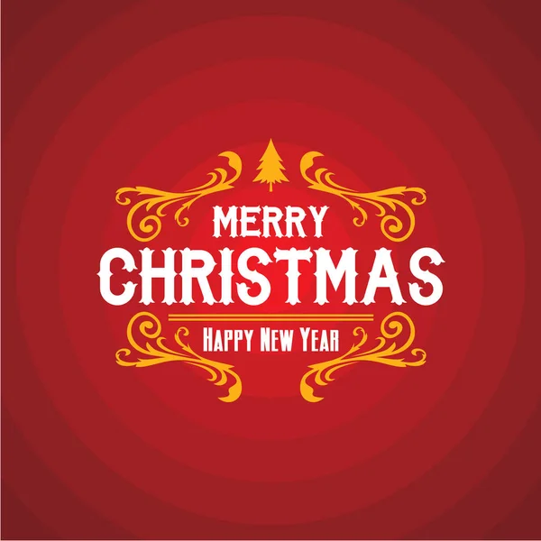 Merry Christmas Happy New Year Greeting Red Background — Stock Vector