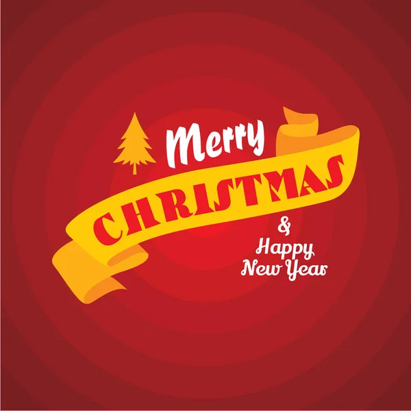 Feliz Navidad Feliz Año Nuevo Saludo Sobre Fondo Rojo — Vector de stock