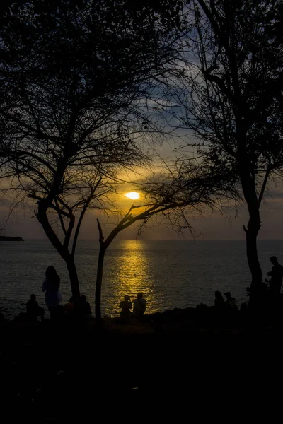 Praia Vista Verão Feriado Pôr Sol Foto — Fotografia de Stock