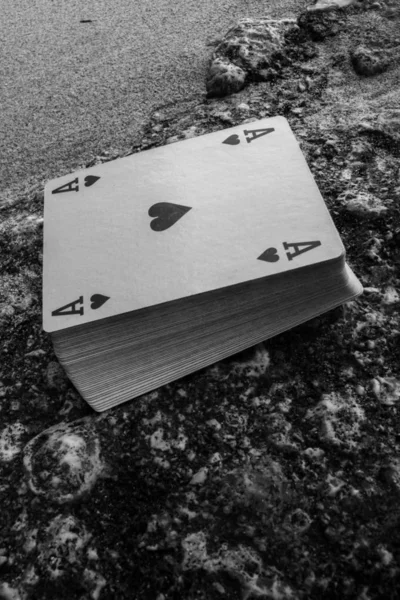Ace Szív Póker Kártya Fedélzet Gamble Téma — Stock Fotó