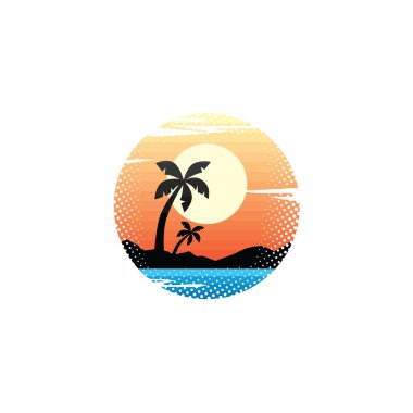 tropic ada ve okyanus, yaz tatil kavramı vektör çizim 