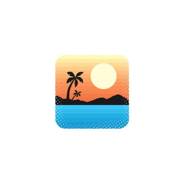 tropic ada ve okyanus, yaz tatil kavramı vektör çizim 
