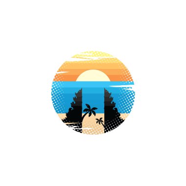 tropic ada ve okyanus, yaz tatil kavramı vektör çizim 