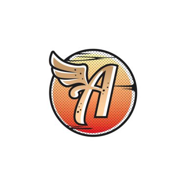 vektör çizimi renkli mektup bir beyaz arka plan üzerinde izole kanat ile