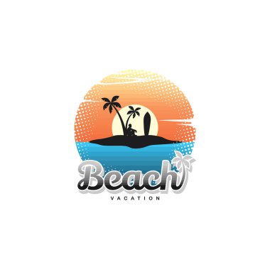beach tatil ve okyanus, yaz tatil kavramı vektör çizim 