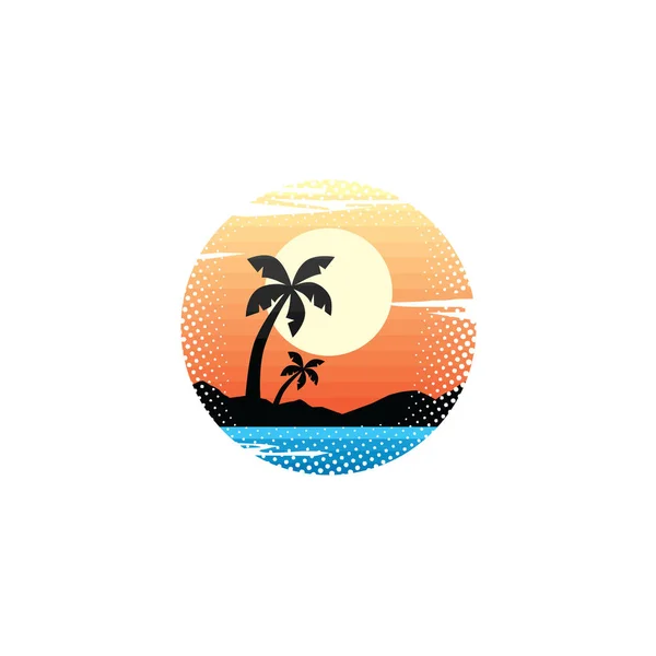 Vector Illustration Tropic Island Ocean Summer Vacation Concept — Stock Vector