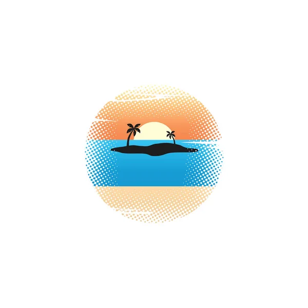 Vector Illustration Tropic Island Ocean Summer Vacation Concept — Stock Vector