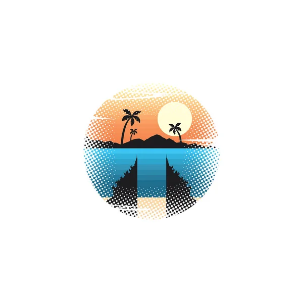 Illustration Vectorielle Île Tropique Océan Concept Vacances Été — Image vectorielle