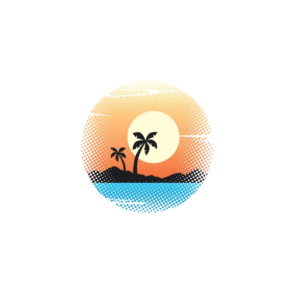 Vector Illustration Tropic Island Ocean Summer Vacation Concept — Stock Vector