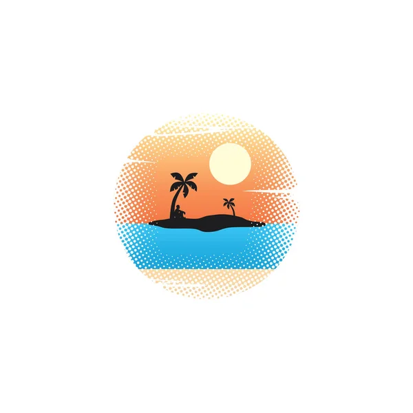 Vector Illustration Tropic Island Ocean Summer Vacation Concept — Stock Vector