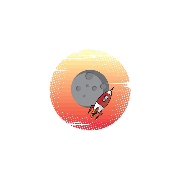 Векторная Иллюстрация Цветной Ракеты Планеты Белом Фоне — стоковый вектор