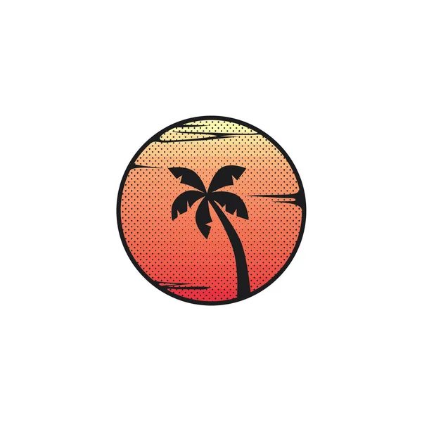 Vector Illustration Tropic Island Palm Tree Summer Vacation Concept — Stock Vector