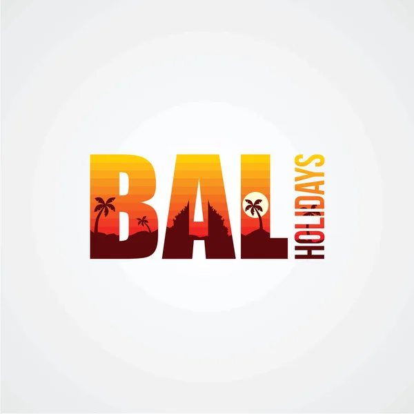 Vector Ilustración Letras Vacaciones Bali Concepto Vacaciones Verano — Vector de stock