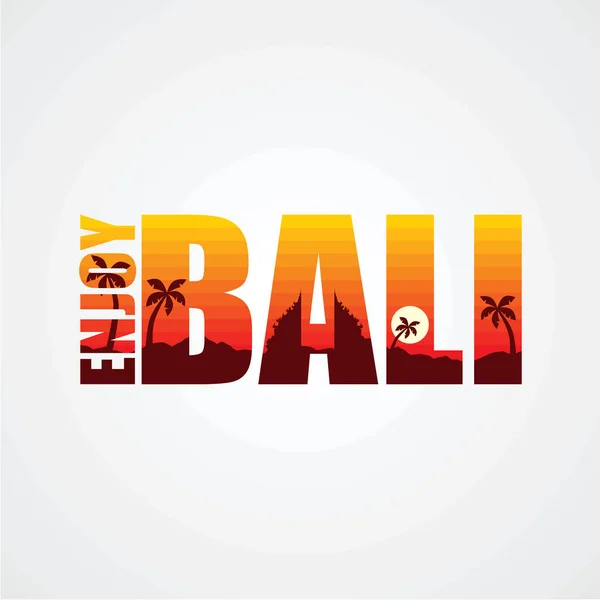 Ilustração Vetorial Letras Desfrutar Bali Conceito Férias Verão — Vetor de Stock