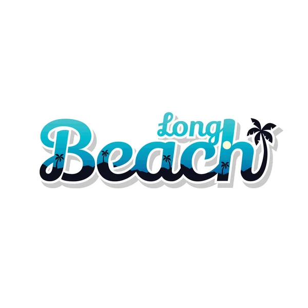 Vector Ilustración Letras Playa Larga Concepto Vacaciones Verano — Vector de stock