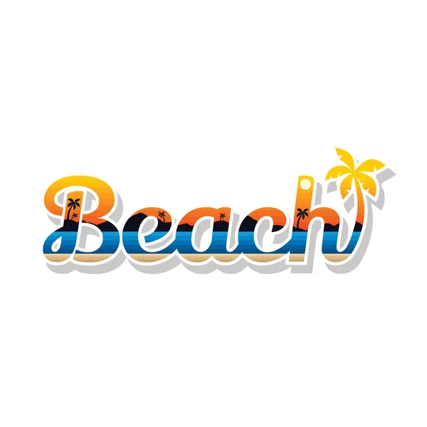 Vector Ilustración Letras Playa Concepto Vacaciones Verano — Archivo Imágenes Vectoriales