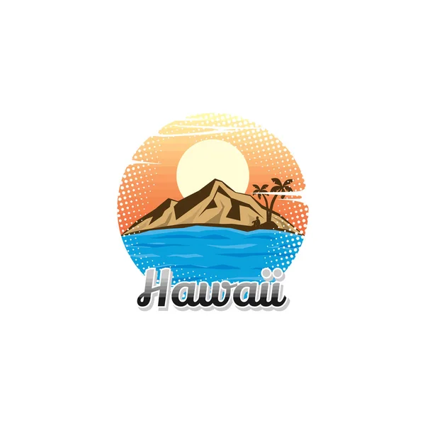 Ilustração Vetorial Ilha Hawaii Oceano Conceito Férias Verão —  Vetores de Stock