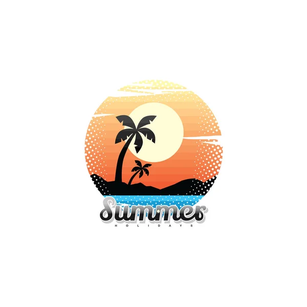 Vectorillustratie Van Tropic Eiland Oceaan Zomer Vakantie Concept — Stockvector