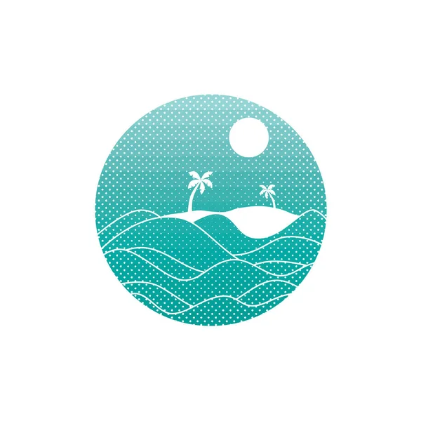 Vector Illustration Tropic Island Wit Palm Trees Summer Vacation Concept — Stock Vector
