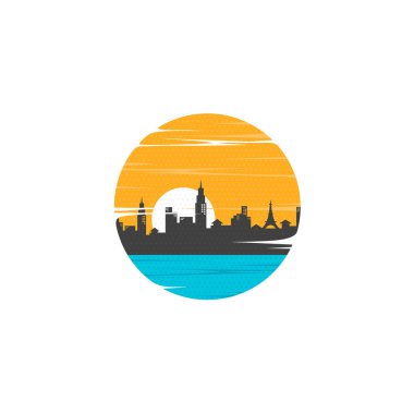 Beyaz arka plan üzerinde izole renkli gece kentsel sahne vektör çizim