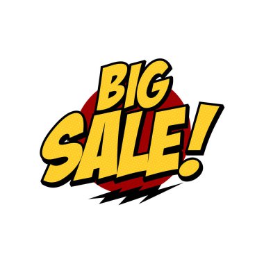 Beyaz arka plan üzerinde izole renkli yazı büyük satış vektör çizim