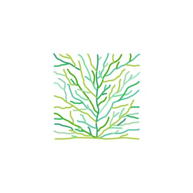 Beyaz arka plan üzerinde izole dalları ile renkli ağaç vektör çizim