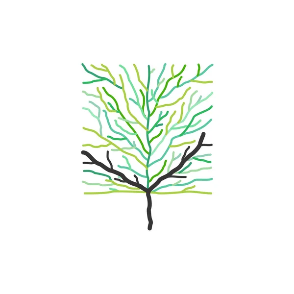 Vektorillustration Eines Farbigen Baumes Mit Ästen Auf Weißem Hintergrund — Stockvektor