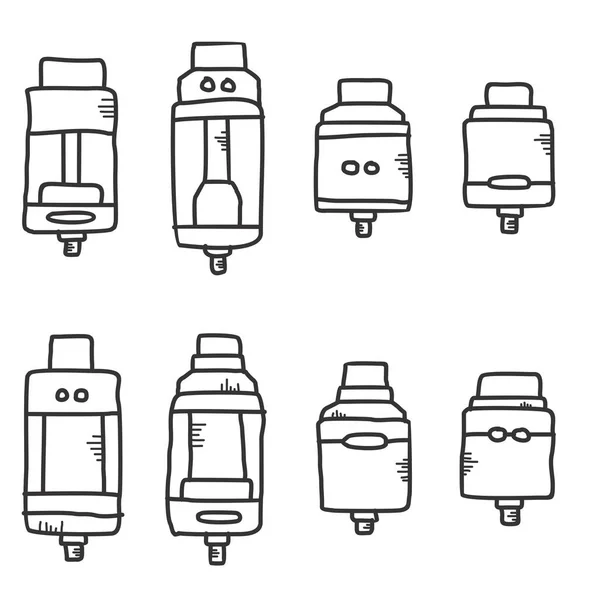 Vektor Illustration Einer Reihe Farbiger Vaporizer Isoliert Auf Weißem Hintergrund — Stockvektor