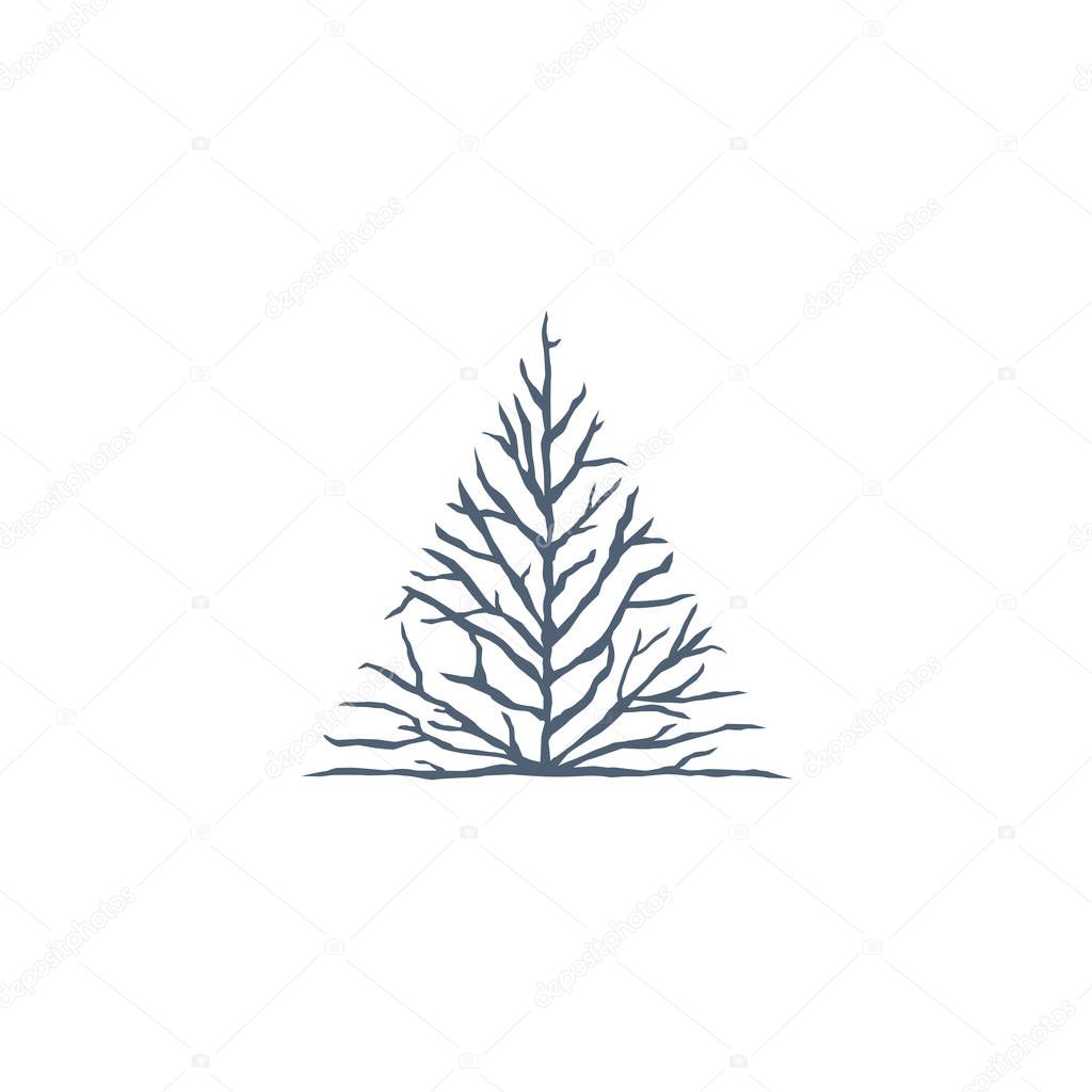 vector illustration of colored tree with branches isolated on white background